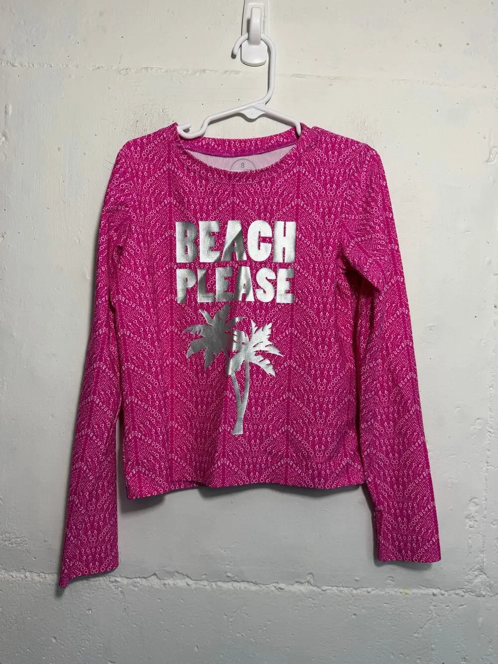 Mott50 Girls Size 8 Rash Guard Beach Please Pink Long Sleeve Swimwear